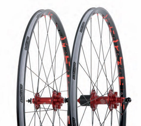 MSC 395 Wheelset Red Anodised hubs 9mm axle - Free MAXXIS 